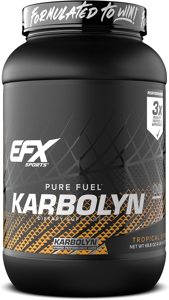 EFX Sports Karbolyn Kurināmais ; Ātri absorbējošs Ogļhidrātu Pulveris  ; Carb slodze , Ilgstoša enerģija, Ātra atveseļošana ; Bez stimula; 37 Kalpotāji (Tropiskā vētra)