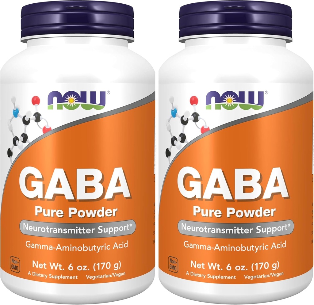 NOW papildinājumi, GABA (Gamma-Aminosviestskābe) Pulveris, neiromediatoru atbalsts*, 6-Ounce (2. iepakojums)