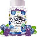 Magnijs Glicināt Gumies 2500mg - bez cukura Magnija Kālija Papildinājums ar vitamīnu D, B6, CoQ10 Calm Mood & Miega atbalsts - 90 Melleņu Gumijas