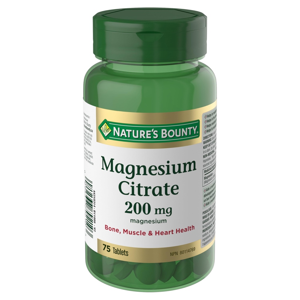 Dabā Bounty Magnija citrāts 200 mg, 75 tabletes