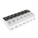 EZY DOSE Weekly (7-Day) Daily AM/PM Pill Case, Medicine Planner, Vitamīnu Organizators, Papildina Konteiners, Mazie Izop-out nodalījumi, Paredzēti ceļošanai, 2 reizes dienā, Melns un Skaidrs Lids