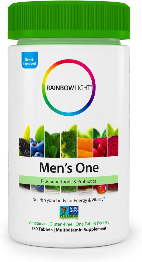 Varavīksne Gaišs Vīriešu Viens Multivitamīnu Papildinājums Netcount (180 Tabletes), 180Count