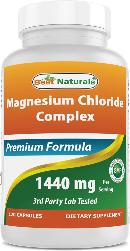 Labākais dabas Magnija hlorīds (Cloruro De Magnesio) Complex 1440 mg uz vienu Servē - 120 kapsulas