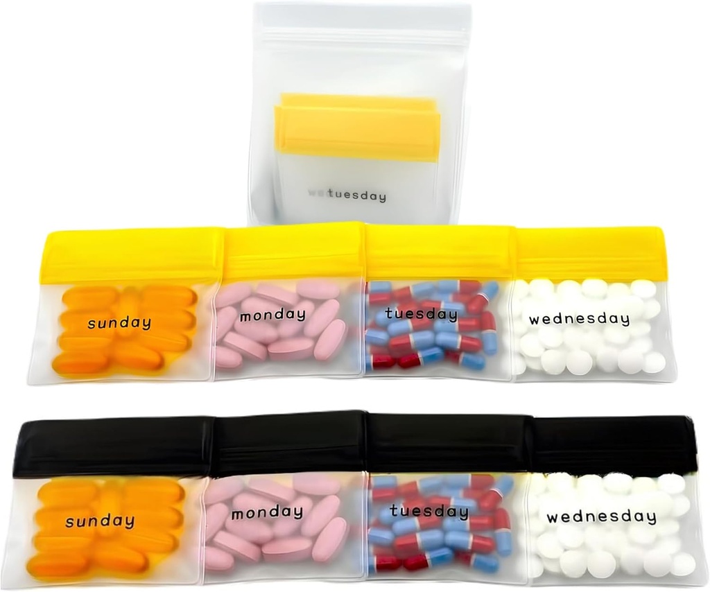 AM/PM Pill Pouch Maisi ceļošanai 7 dienu laikā, atkārtoti lietojamas Pill somas ar nedēļas atzīmēm dienām, vitamīnu un piedevu, tablešu, multi-Purpose zāļu organizators (ar Pill Cutter)