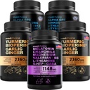 MEDCHOICE Miega melatonīns (90ct), kurkuma un ingvers (240ct) un nootropās smadzenes (120ct) papildinājums Bandle - Wellness Trio priekš smadzenēm, miega, un imūnās sistēmas atbalsts - Vegan, Non-GMO, Gluten-free