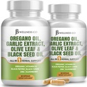 JB Wellness Oregano eļļa, ķiploku ekstrakts, Olive Leaf, ar Astragalus - Imūnsupport & Gremošanas Veselības Papildinājums sievietēm un vīriešiem - 120 Count