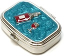 9327 Taisnstūra Mazās Pill Box organizator Aqua Blue Silver Women Travel Pill Case Purse Kabatas Konteiners Katru dienu Portable Medicine Vitamīnu Box Medication Papildinājums Mini uzglabāšana