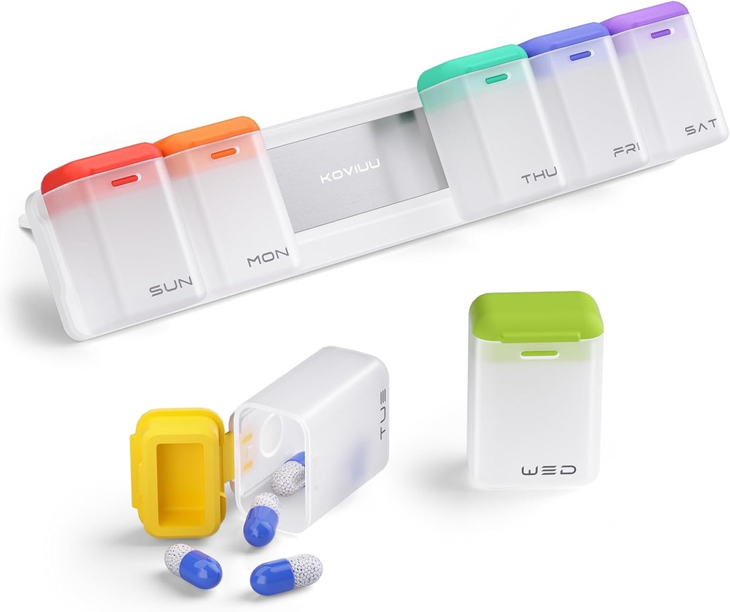 Nedēļas Pill Organizators Magnētisks, noņemams Pill Box 7 diena 1 Laiks dienā, liels Pill Case Travel, Nedēļa Vienu reizi dienā Medikamentu Dispenser, Medicine Konteinera turētājs papildinājums Vitamīnu, White