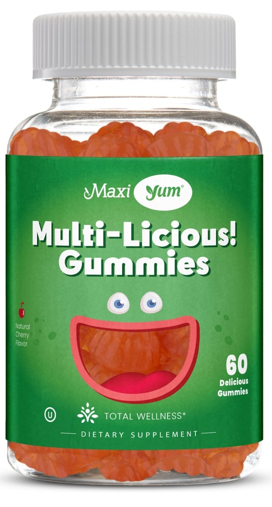 Maksi veselība Multivitamīni Gumijas Vitamīni pieaugušajiem un bērniem - Ķiršu uzlējumi Multivitamīni - 60 Vitamīni sievietēm un vīriešiem - dienā Multivitamīni sievietēm un vīriešiem