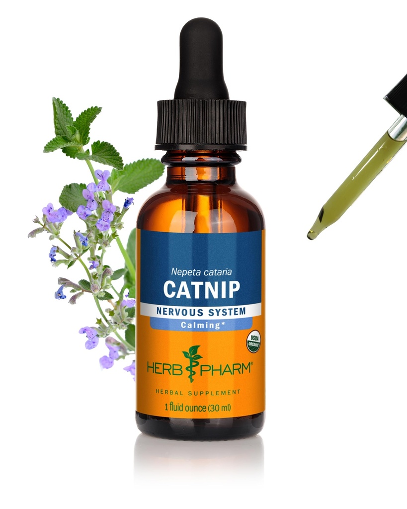 Herb Pharm Certified Organic Catnip Liquid Extract for Calming nervu sistēmas atbalsts, 1 Fl Oz