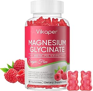 Magnija Glicinēt Gumies bez cukura, Magnija kālija Papildinājums ar vitamīnu D3,B6 miega, Stress, Muscle Relief, nervu veselības atbalsts pieaugušajiem,180 Raspberry Flavor gummy