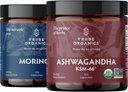 TRIBE ORGANICS Izturība Duo: Organic KSM-66 Ashwagandha + Organic Moringa - Vegan Kapsulas - 2 Mēnešu Piedāvājums - Smadzeņu funkcija, Focus, Mood Support, Enerģija un spēks