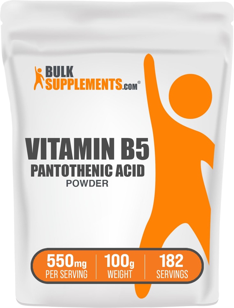 BulkSupplements.com Vitamīns B5 Pulveris - kā kalcija pantotenāts, B5 Vitamīni - bez glutēna, 500mg vitamīna B5 Pantotenskābes uz apkalpo, 100g (3.5 oz) (1. iepakojumā)