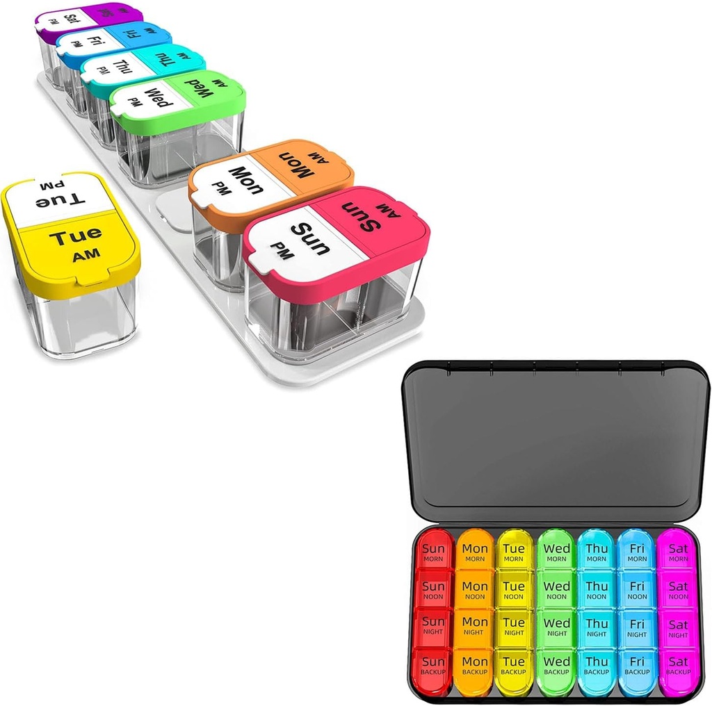 Odaro Extra Large Pill organizētājs un Weely Pill organizētājs 4 reizes diena - krāsa