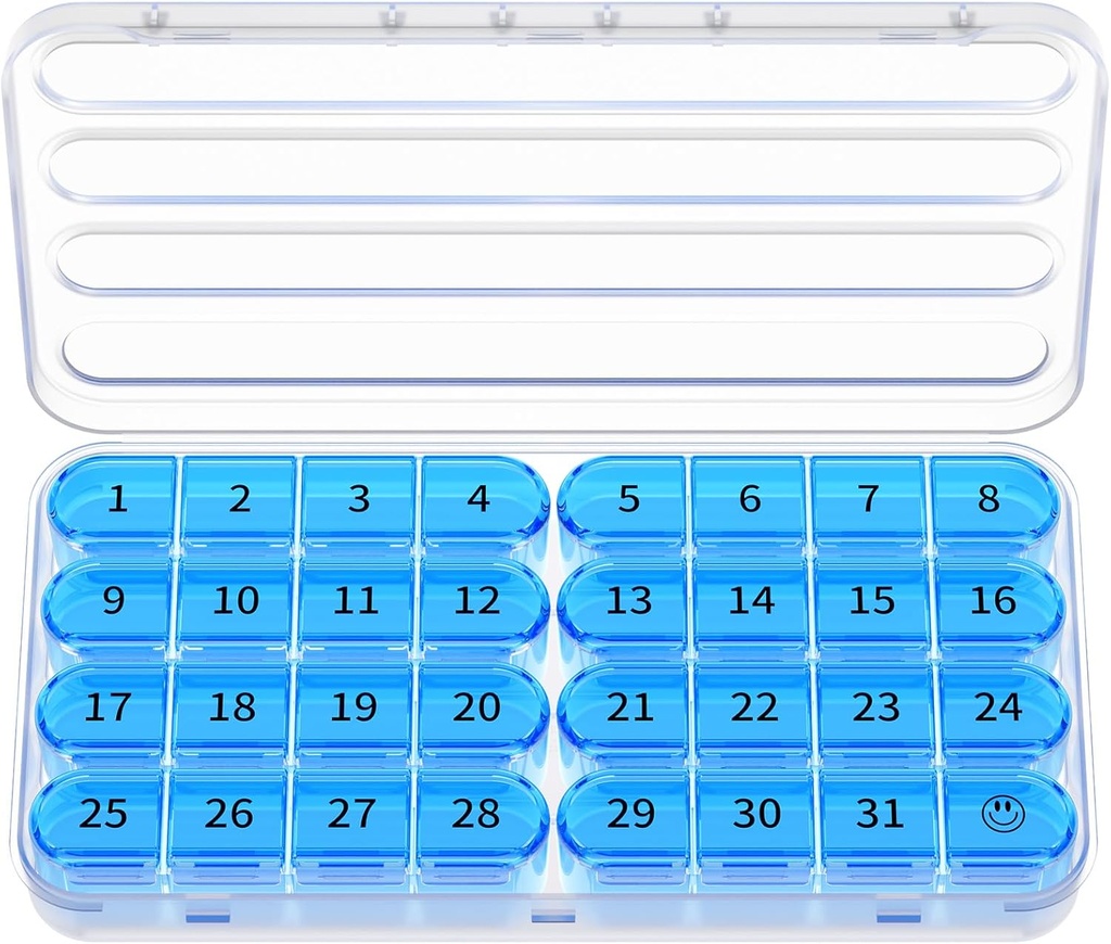 Zoksi Mēneša Pill Organizators 1 Reizi dienā, 30 Dienas Pill Box Organizators, Viena Mēneša Tabletes Ceļa, 31 Dienas Medcine Konteiners Vitamīniem, Papildinājums & Zāles