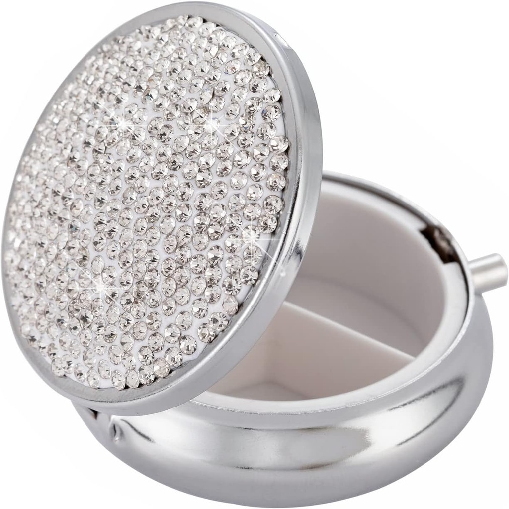Medicīna Organizators Box Pocket Pharmacy Bling Travel Pill Kaste Purse Mini Pill turētājs Organizators Mazs Pill Konteiners vitamīnu (Silver)