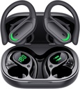 Bezvadu austiņas Bluetooth 5. 4 Austiņas, 96 stundas Playtime, Wireless Charging Case LED displejs, Over Ausu austiņas, ENC Trokšņu slāpēšana, Hi-Fi skaņa, IP7 Ūdensizturīgs, sporta treniņiem (dziļi melns)