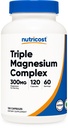 Nutricost Triple magnija komplekss (300 mg, 120 kapsulas) - no Di-magnija malāta, bisglicināta un citrāts, 60 Kalpo