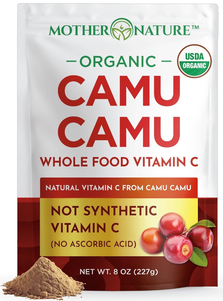 C - 8 oz Bag 45 Kalpojumi - Raw Camu Berry, Natural VIT C papildinājums Pulveris imūnās sistēmas atbalstam - Vegan, Non-GMO
