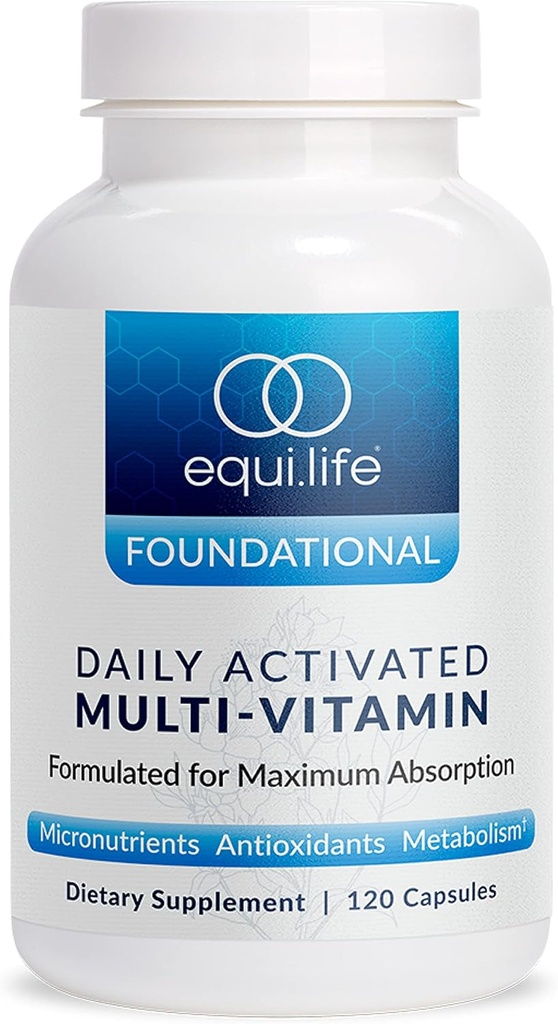 Equilife Dienas aktivētie multivitamīni, 21 Essential Nutrients ar B kompleksu, Antioksidanta formula vispārējai labsajūtai, bez lipekļa, ne- GMO, 120 kapsulas