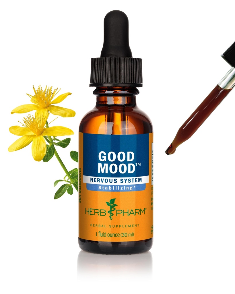 Herb Pharm Good Mood Liquid Herbal Formula ar asinszāli veselīga emocionālā līdzsvara - 1 Ounce
