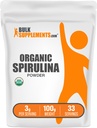 BulkSupplements.com Organic Spirulina Powder - Superfood, Green Spirulina Powder, Herbal Papildinājums - Vegan-Draudzīgs, 3g per Serving, 100g (3.5 oz) (1. iepakojuma)