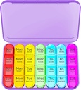 Odaro Weekly Pill organizētājs 4 reizes dienā, Daily Pill Box 7 diena, liels ceļojumu Pill Case ar 28 iecirknis, lai turētu zāles, vitamīnu un uztura bagātinātāju - Purple Case
