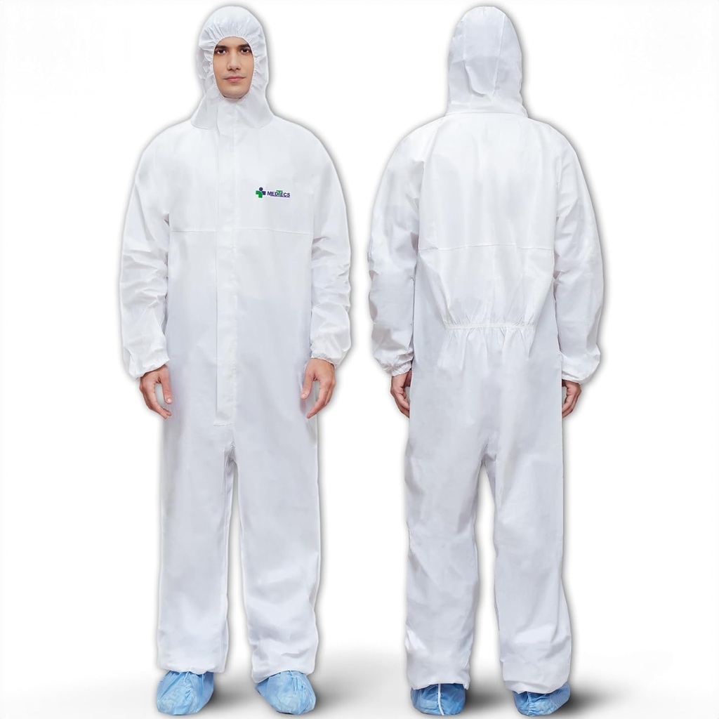 Medtecs Hazmat Suits - 6 Izmēru opcijas - Vienreizlietojams Segvalku uzvalks, Medicīniski aizsargājams Segvalks PPE Hazmat Suits
