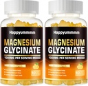 Magnija Glicināt Gumies 1000mg - bez cukura Magnija Kālija Papildinājums ar vitamīnu D, B6, CoQ10 Calm Mood & Miega atbalsts - 120 Orange Gumies.