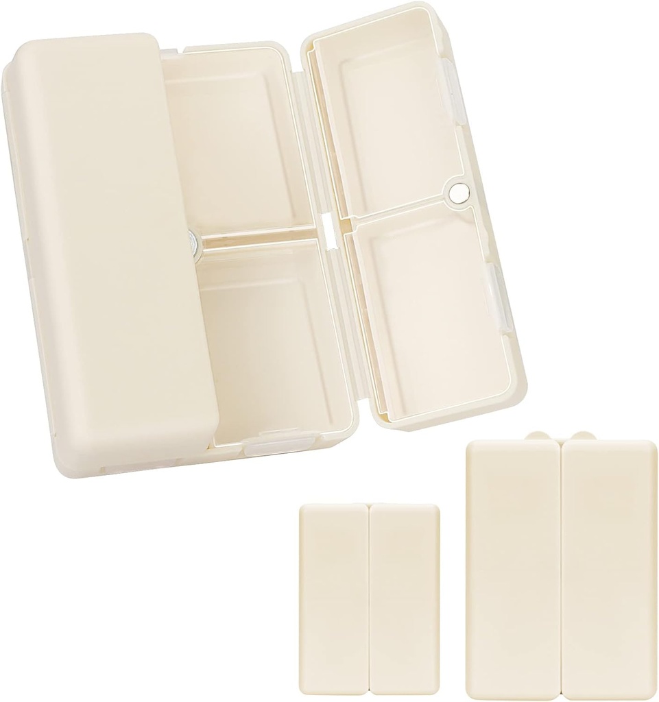 BYY 2 Pcs Daily Pill organizētājs, 7 iecirkņi Portable Pill Case Travel Pill Organizators, [Folding Design] Pill kaste Purse kabatiņa turēt vitamīnus, Cod aknu eļļa, Upplements un zāles-balts