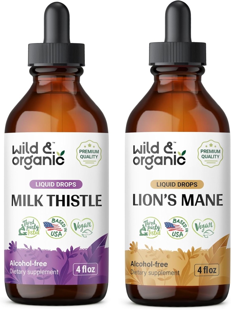 Savvaļas un organiskā piena ietonēšana 4 fl oz & Lion's Mane Tinktūra 4 fl oz