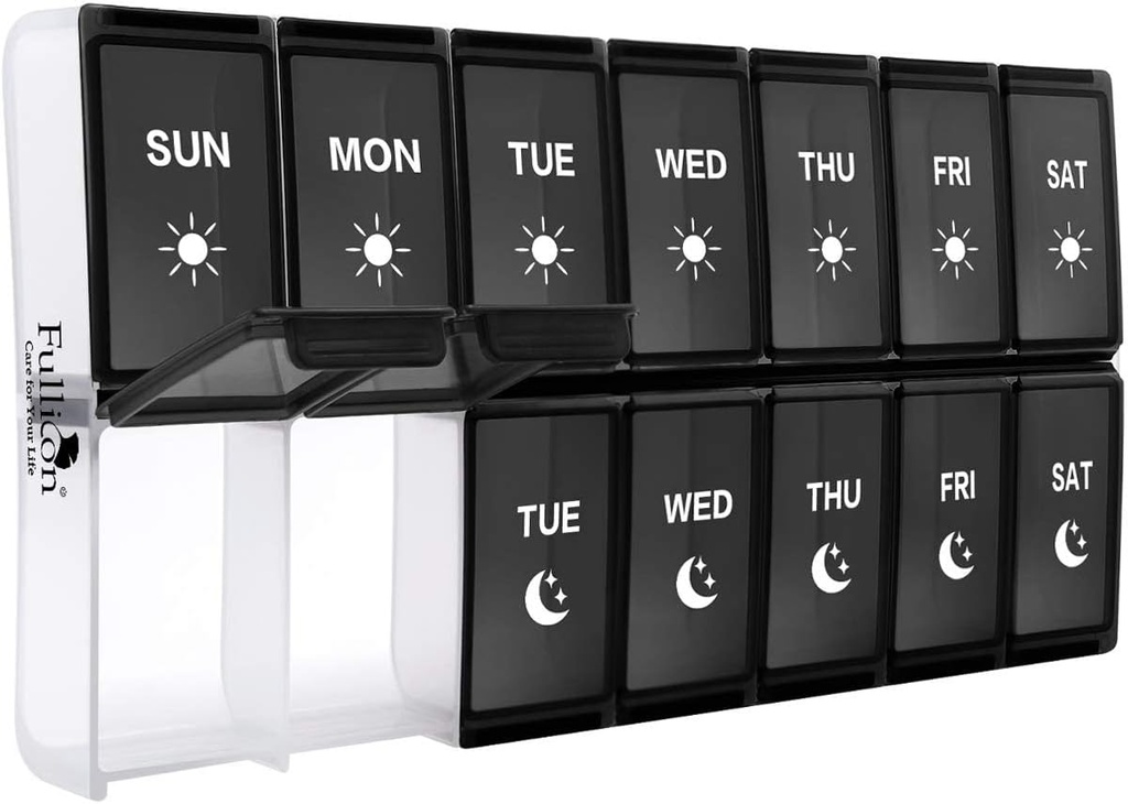 XL Weekly Pill organizētājs 2 reizes dienā, Fulikons Extra liels ikdienas tabletes gadījumos Overized AM PM Pill Box Divas reizes dienā vitamīnu / zivju eļļa / tabletes / papildinātāji