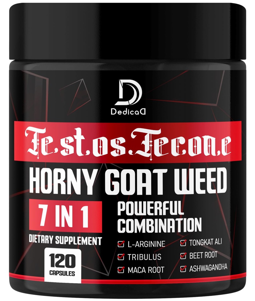 7 in-1 Ultra Test Support with Tribulus Terrestris Horny Kaza Nezāļu L-Arginine Maca Saknes Tongkat Ali Bišu saknes - enerģija Workout Muskuļu stipruma atbalsts 120 kapsulas