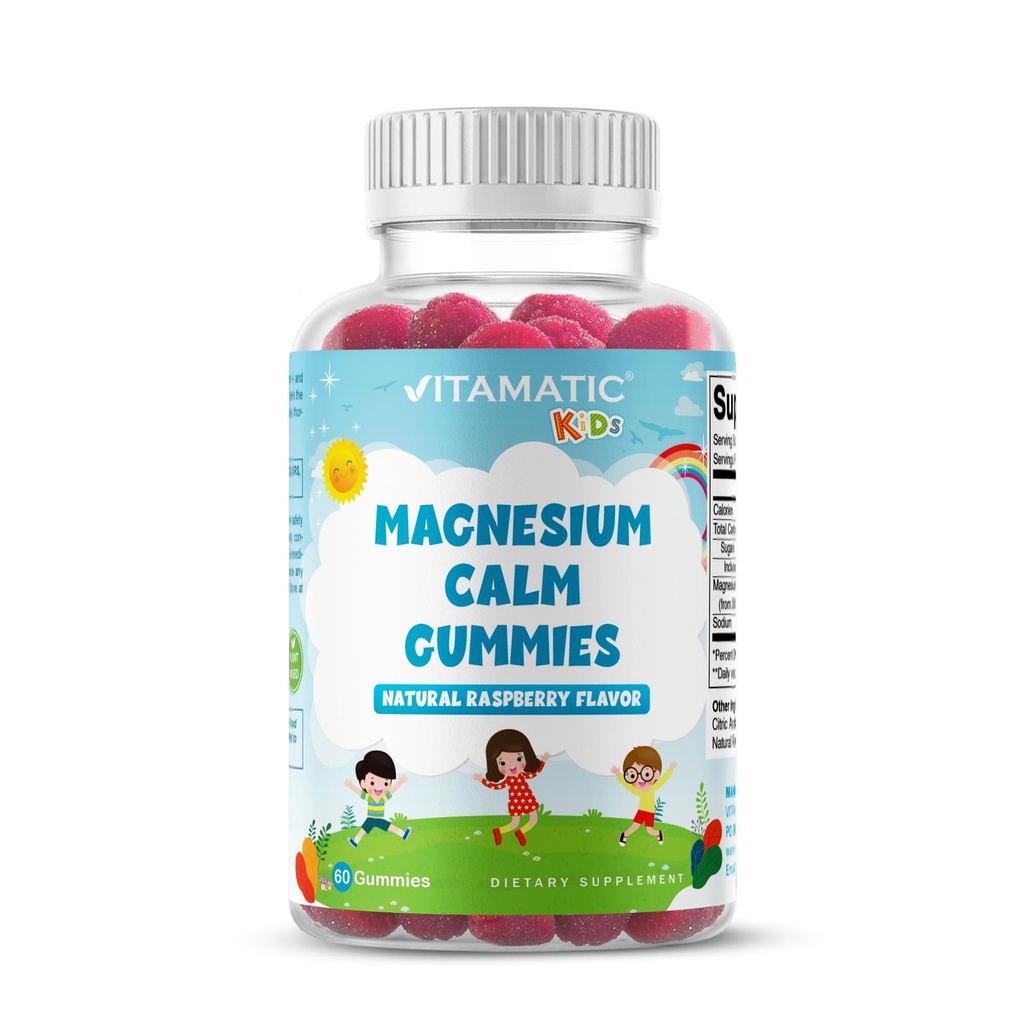 Vitamatic Kids Magnijs Calm Gummies - 60 Vegan Count - Great Tasting - Veicināt veselīgu, muskuļu, kaulu, & enerģijas atbalsts