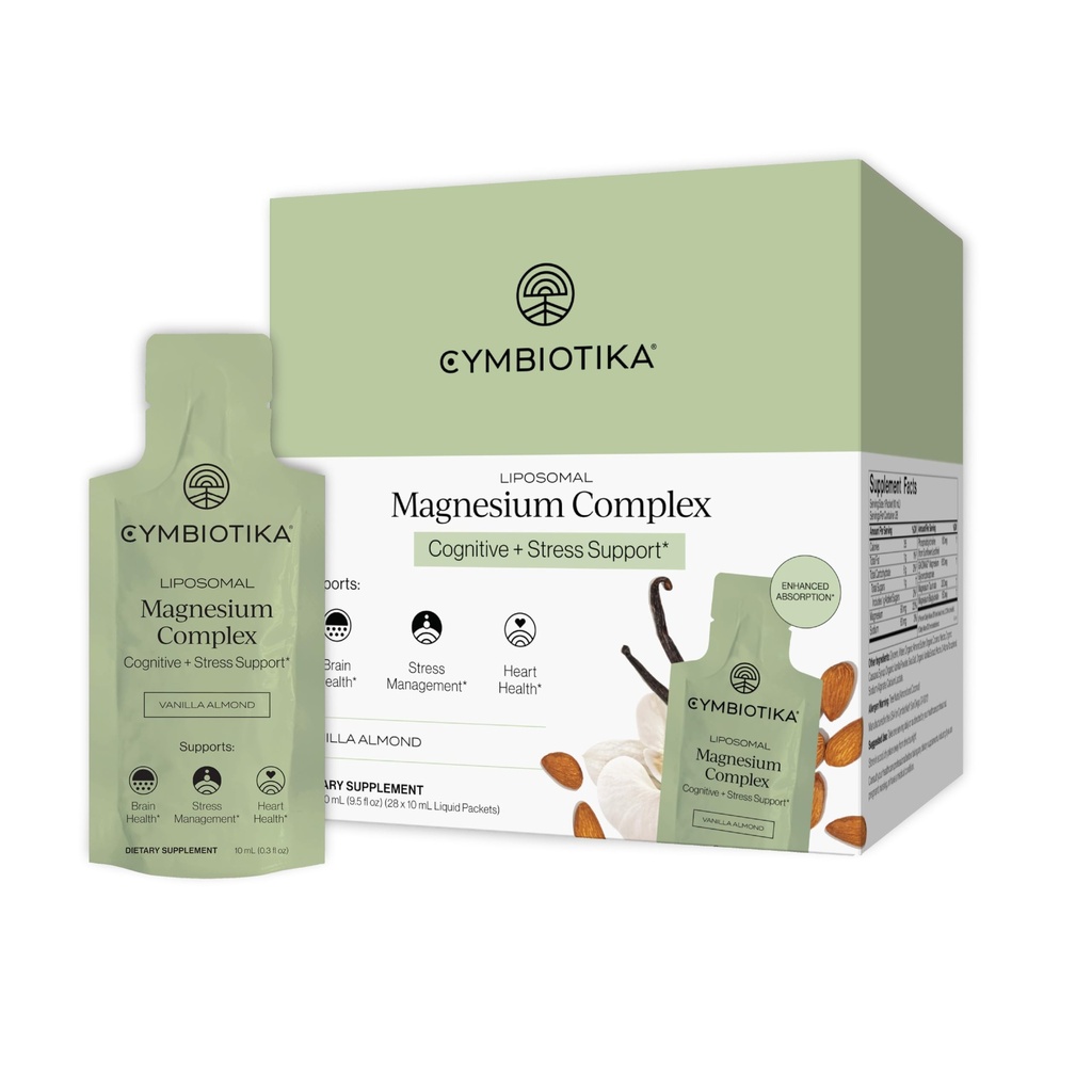 CYMBIOTIKA Liposomālā magnija L-treonāts 1300 mg – augstas absorbcijas magnijs smadzeņu veselībai, atmiņai, fokusa un stresa atbalstam – veicina garīgo skaidrību un garastāvokļa līdzsvaru, ražots ASV, 1 mēneša piegādes