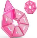 Nedēļas pillu organizētājs, 2 Pack Portable Pill Box Medicine case 6 Krāsas (Septiņa diena) Jauns izdevums vitamīnu / zivju eļļa / tabletes / Upplements-Arthritis Friendly (sarkans)