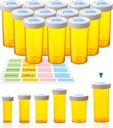 3.75oz Tukšas Pill pudeles ar bērnu-resistantu vāciņiem, 12 Iepakojums - liela jauda, mitruma proof, BPA-free, ar 32 Easy-Peel Etiķetes Organizējot tabletes, Vitamīni, papildinājumi, pērlītes, un vairāk