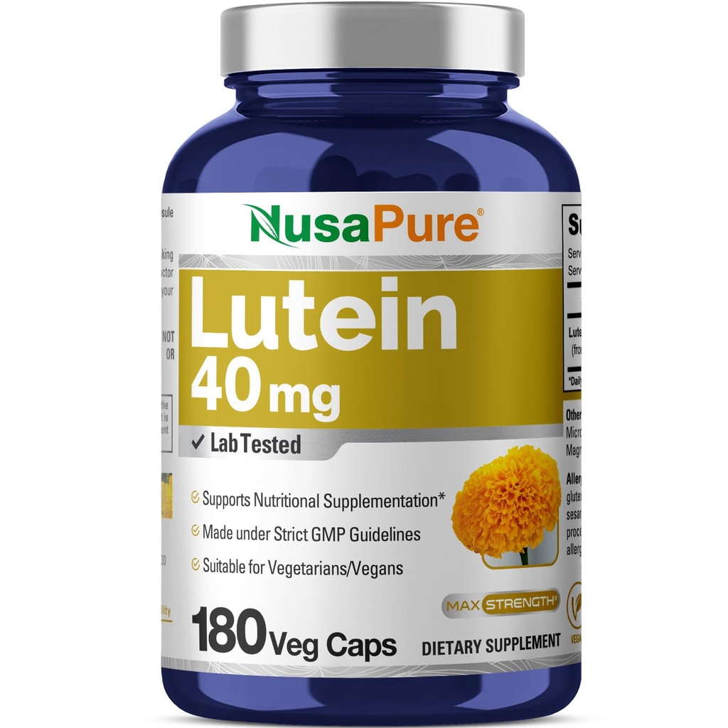 NusasPure Lutein 40mg 180 Veggie kapsulas (Ne-GMO, Vegan)