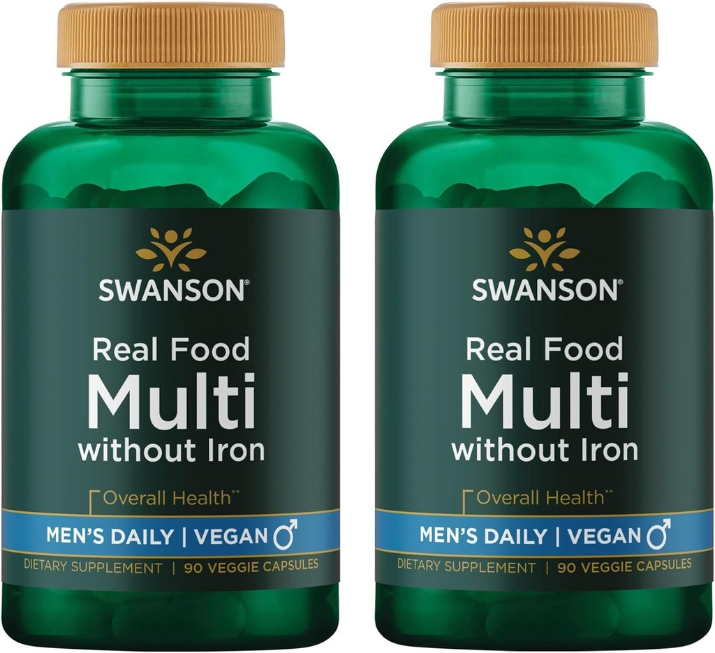 Swanson Real Pārtikas Multivitamīnu Multiminerālu Vīriešu Veselības Prostatas Stresa Reakcija Urīnpūšļa papildinājums Vegan Gluten-free Ne-GMO 90 Veggie kapsulas Veg vāciņi (2 iepakojums)