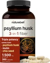 NatureBell Psyllium Husk Fiber papildinājums, 1500mg Per Servējot, 360 kapsulas, ar inulīnu un čia sēklām, 