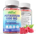 Kālija papildinājums Gumijas - 1000mg kālija citrāts ar magnija kompleksu/glicinātu/citrātu, Coq10, L-Taurīna, B12,D3-Elektrolīts, enerģija, smadzenes - kālija magnija papildinājums pieaugušajiem, 2Iepakojums
