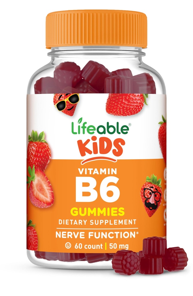 Dzīvotspējīgs vitamīns B6 Gumijas par bērniem ; Great Tasting B6 Vitamīni 50mg 