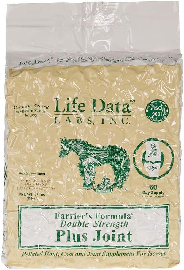 LIFE DATA LABS Farjeri Formula Double Strength Plus Location, 11 lbs; Pelleti Hoof, Apvalks un locītavu papildinājums zirgiem