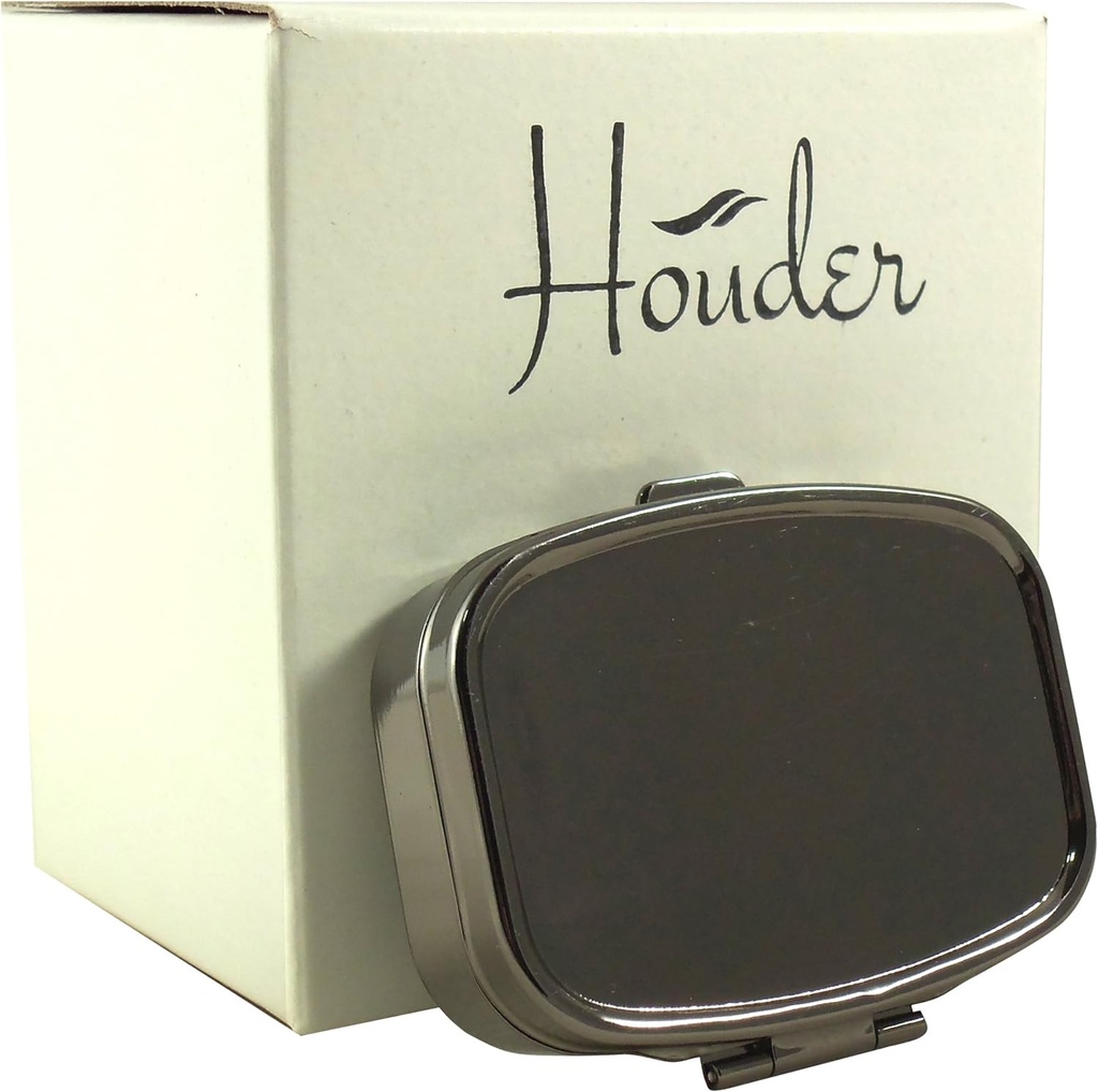 Houder Classy Gray Metāla Pill Box Dekoratīvs Pill Kaste ar Dāvanu Kaste - Nesiet līdzi Meds stilā (Rektangulārs)