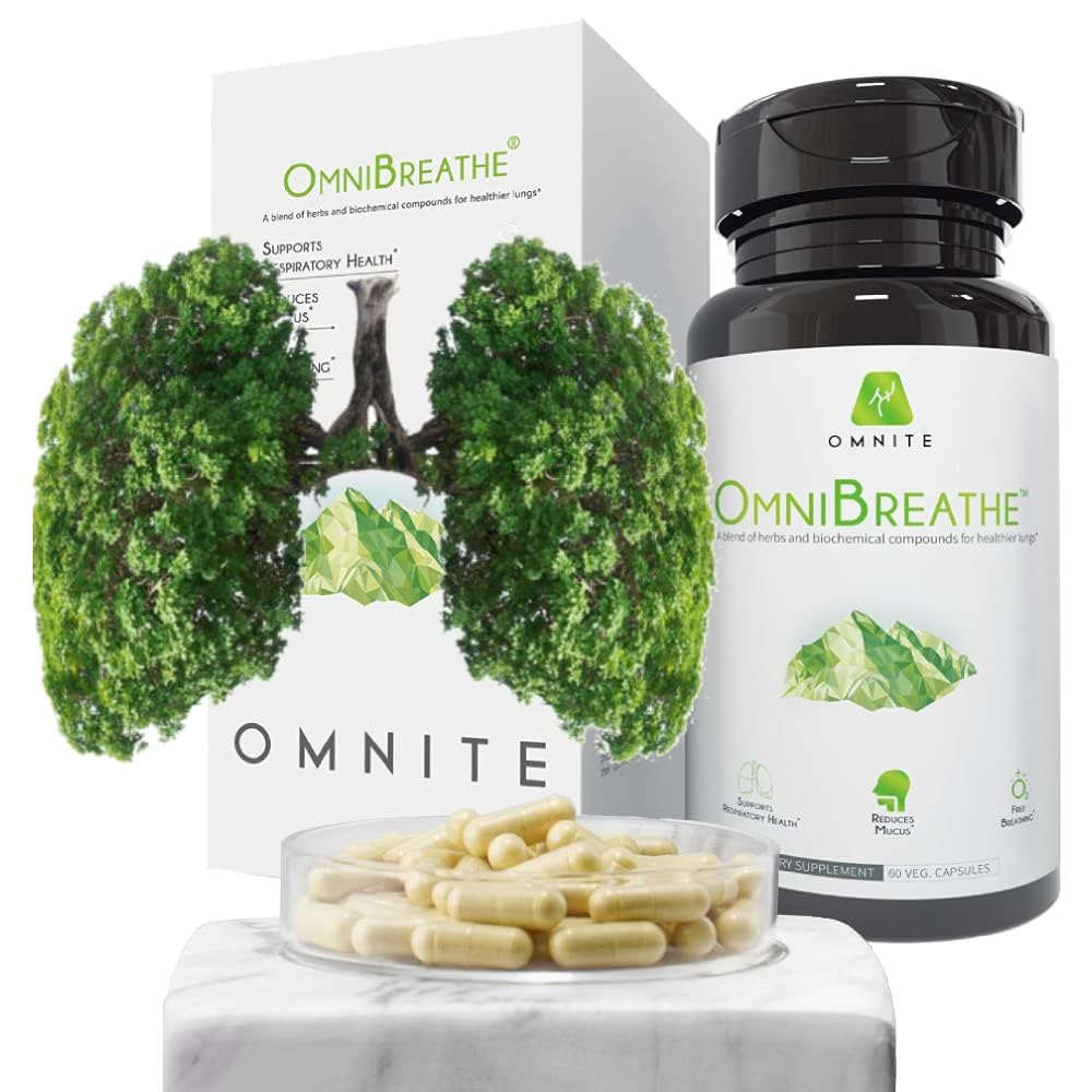 OMNIBREATH Respiratorās labsajūtas Plaušu Papildinājums, Atmetiet Smēķēšanu Atbalsts Atmetiet Smēķēšanu, Lungs Detox smēķētājiem, ar Mullein Leaf ekstraktu Lungs Clear Mucus,60 Veg kapsulas