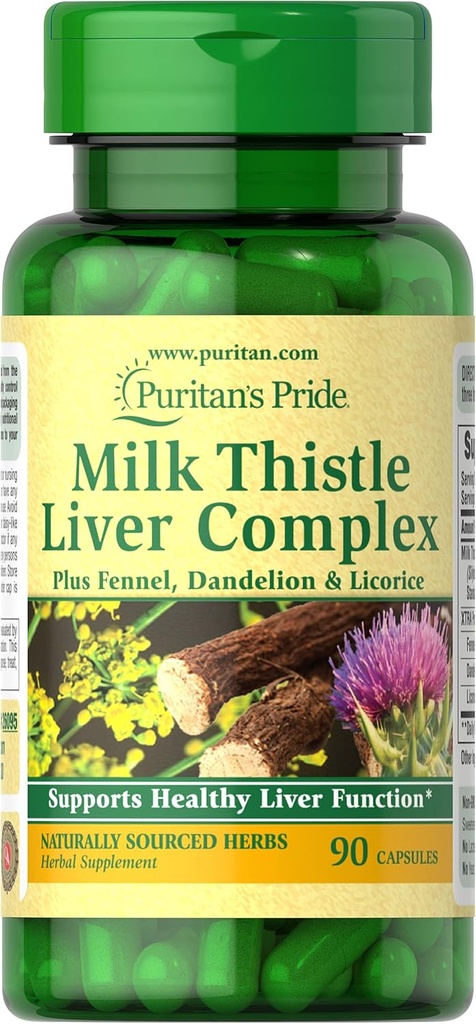 Puritan's Pride Milk Datetle aknu komplekss, atbalsta veselīgu aknu funkcijas, 90 grāfs, White