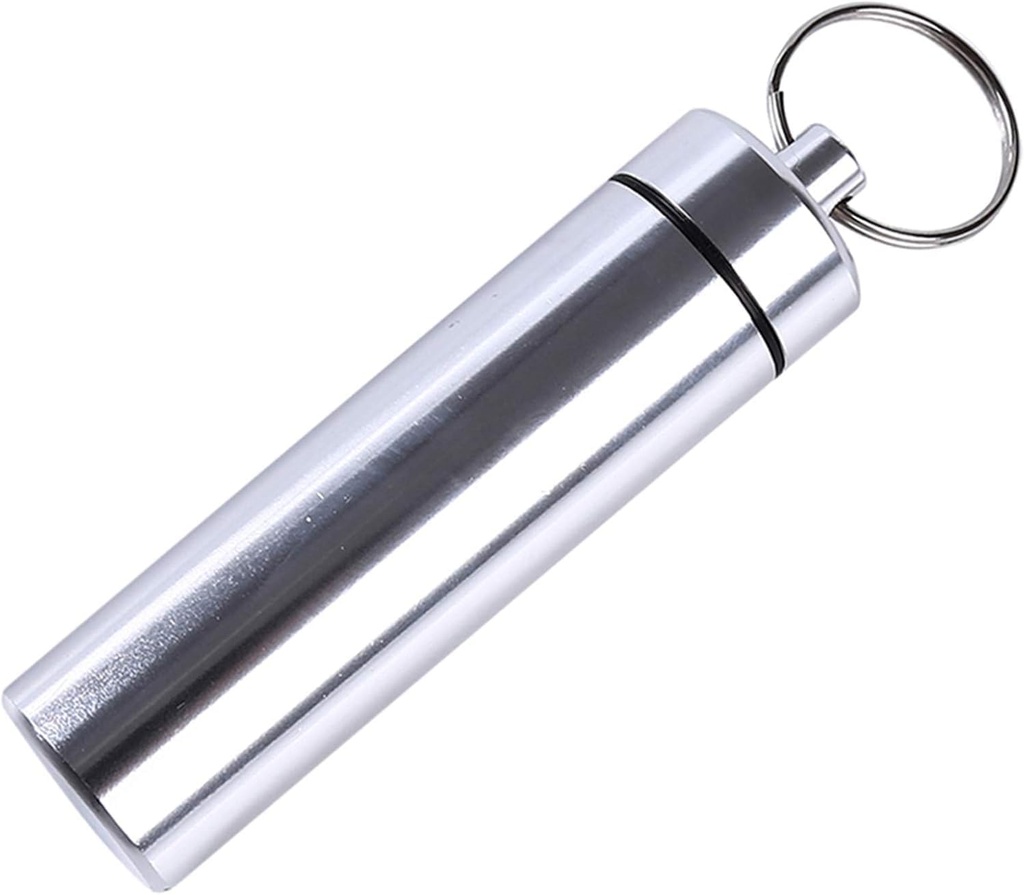 Sudraba Neliels Pārnēsājams Pill Box Keychain, Alumīnija sakausējums Mini Pill Organizators Korpuss Purse, Ūdensnecaurlaidīgs Metāla Pill Holder Medicine Pudele Āra Kempings Travel