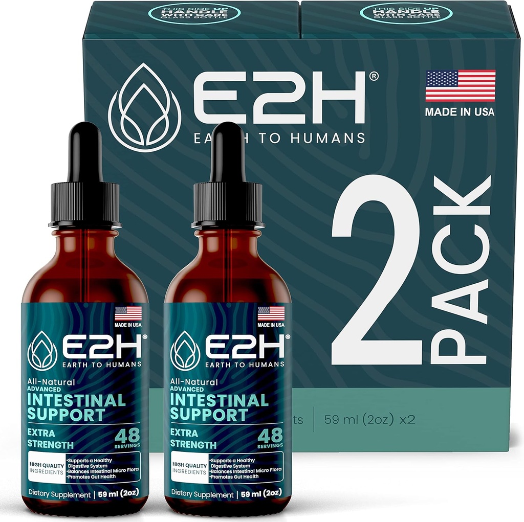 E2H Advanced zarnu atbalsts - veicina Gut veselības un gremošanas sistēma - Wormwood un Black Walnut ekstrakts - Non-GMO, Vegan - (2 pudeles)