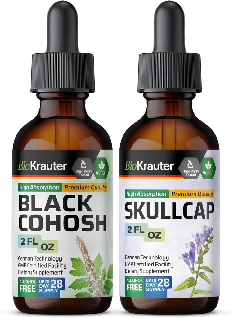 BIO KRATER Black Cohosh Tincture 2 Fl. Oz. & Skullcap Tincture 2 Fl. Oz.