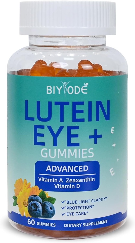 Lutein Gummies: Atbalsts acu veselību Luteīns Vitamīni Zeaxanthin papildinājumi pieaugušo redzes aprūpes un makular Atbalsts 60 Gumies 30 dienu piegādes